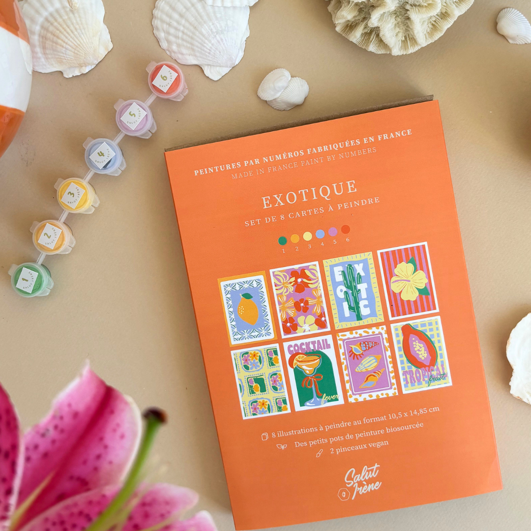 Cartes à peindre par numéros - Exotique | 8 cartes