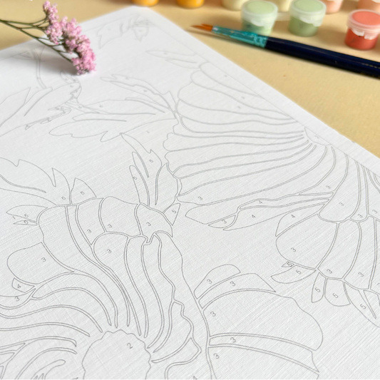 Kit peinture par numéros XXL - Saison des fleurs | 40x60cm - vert