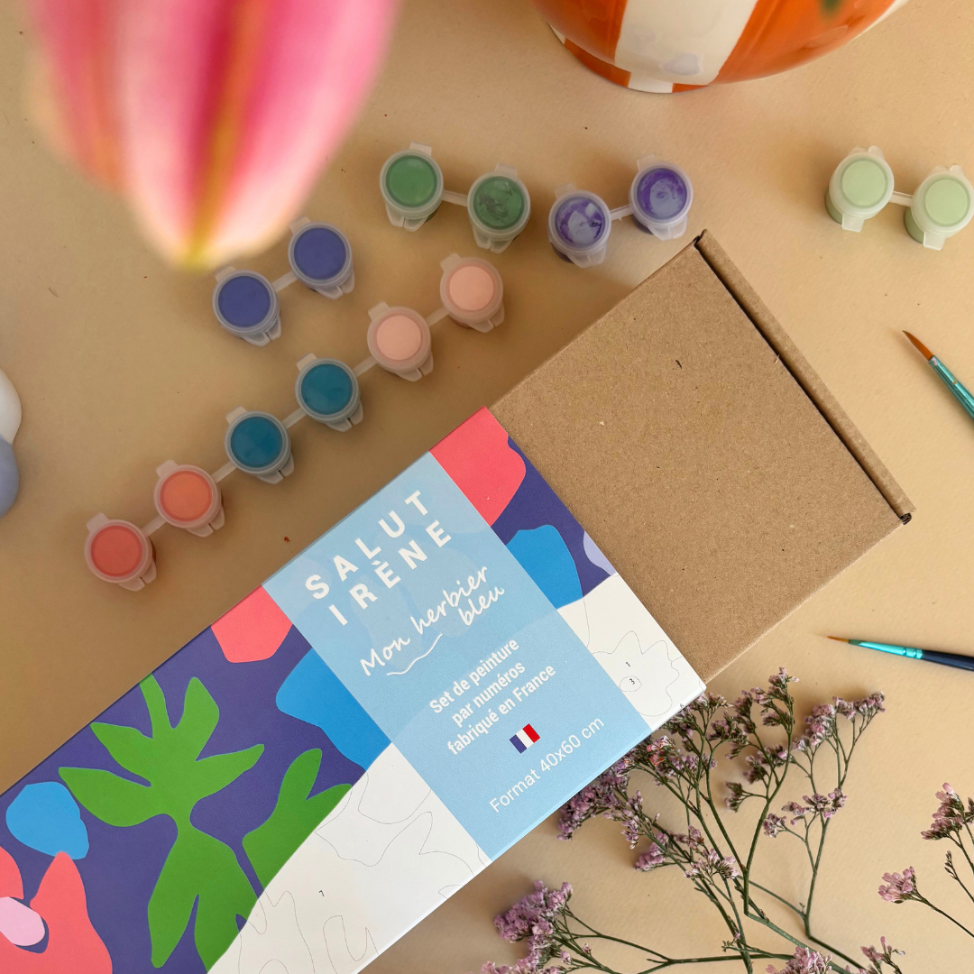 Kit peinture par numéros XXL - Mon herbier | 40x60cm - Bleu