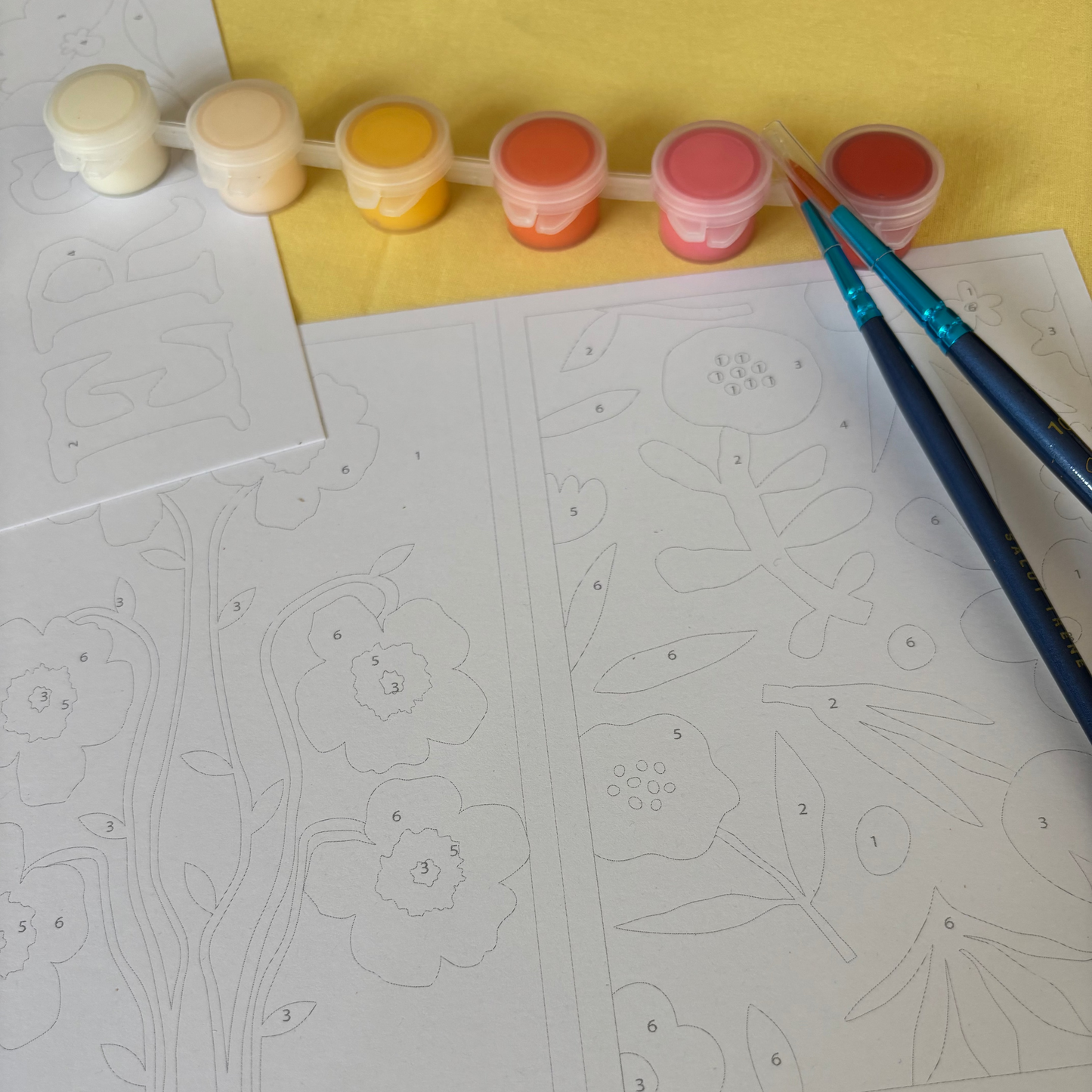 Cartes à peindre par numéros - Palette florale | 8 cartes