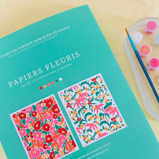 Kit peinture par numéros - Papiers fleuris | Duo 24x30cm