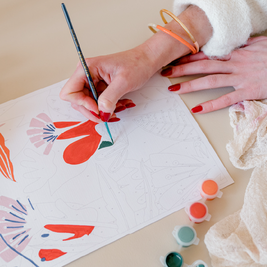 Kit peinture par numéros - Promenade rouge | Duo 24x30cm