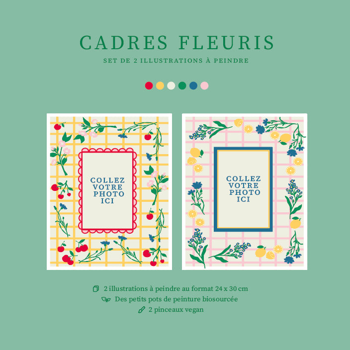 Kit peinture SANS numéros - Cadres fleuris | Duo 24x30cm