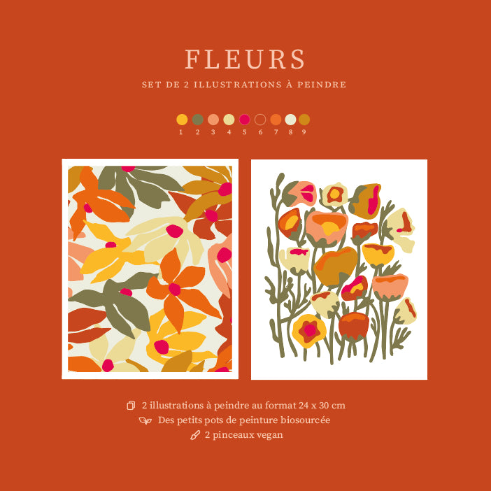 Kit peinture par numéros - Fleurs | Duo 24x30cm