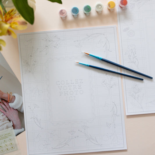 Kit peinture SANS numéros - Cadres fleuris |  Duo 24x30cm