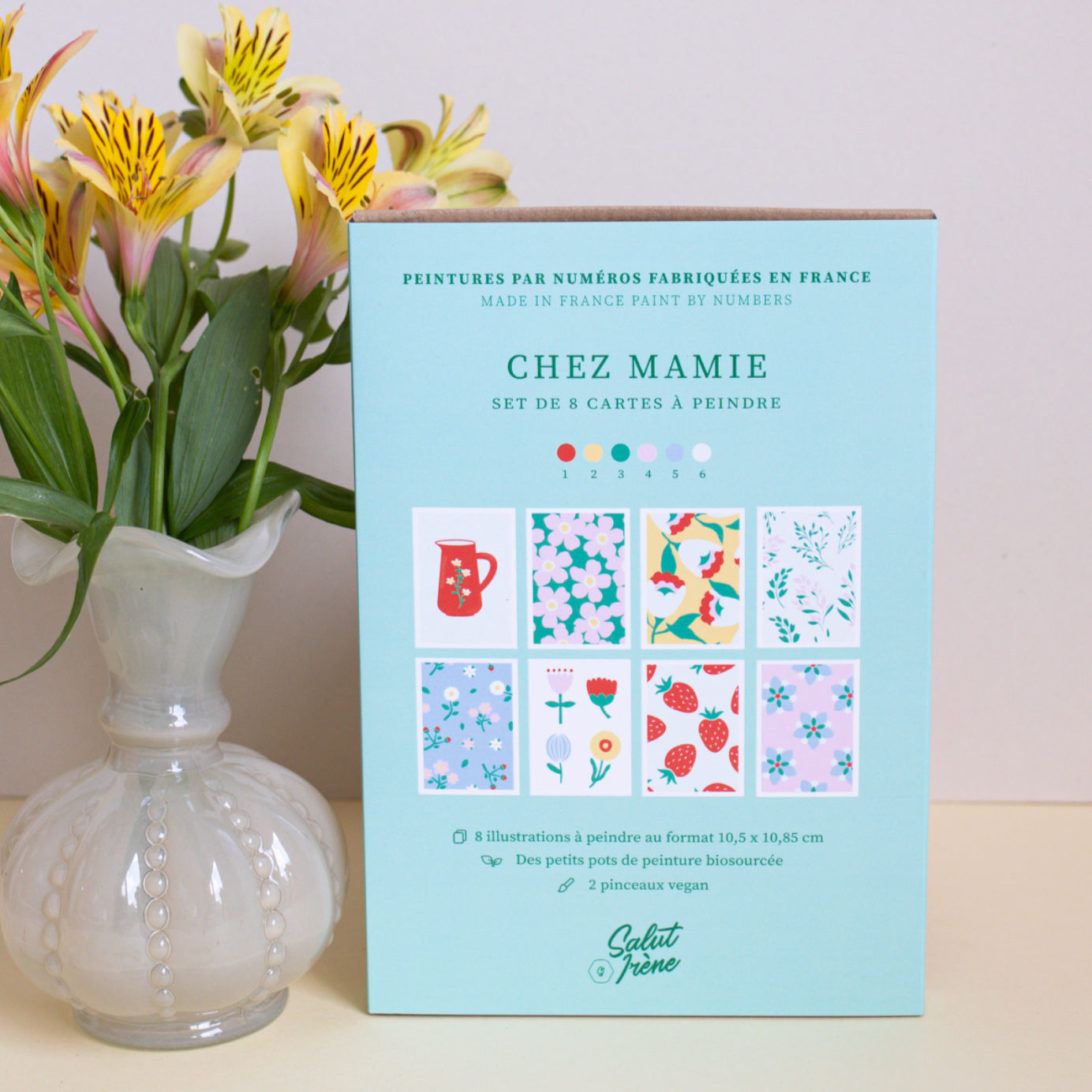 Cartes à peindre par numéros - Chez mamie | 8 cartes