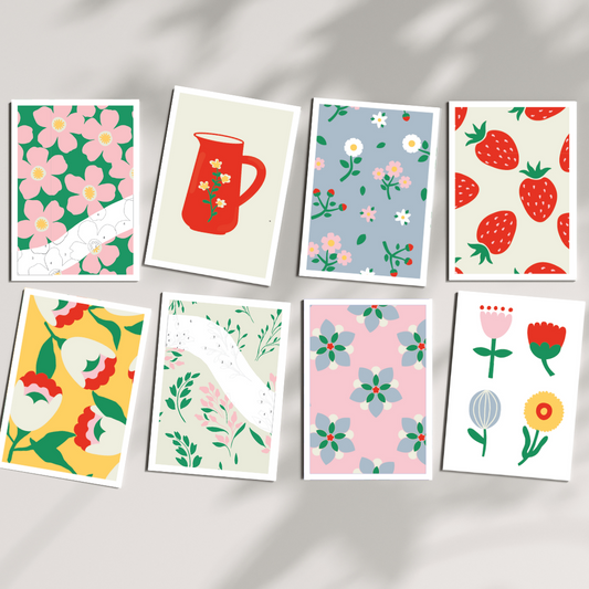 Cartes à peindre par numéros - Chez mamie | 8 cartes