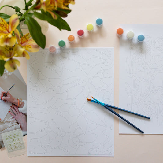 Kit peinture par numéros - Fleurs multico | Duo 24x30cm