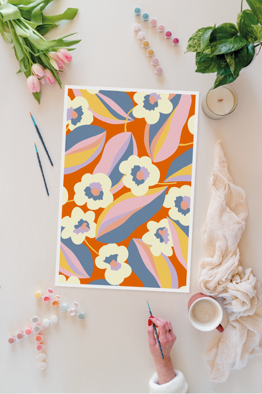 Kit peinture par numéros - Floraison | 40x60cm - Orange