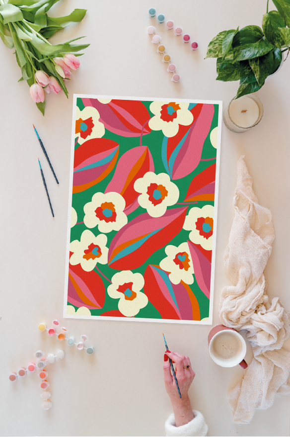 Kit peinture par numéros - Floraison | 40x60cm - Rose