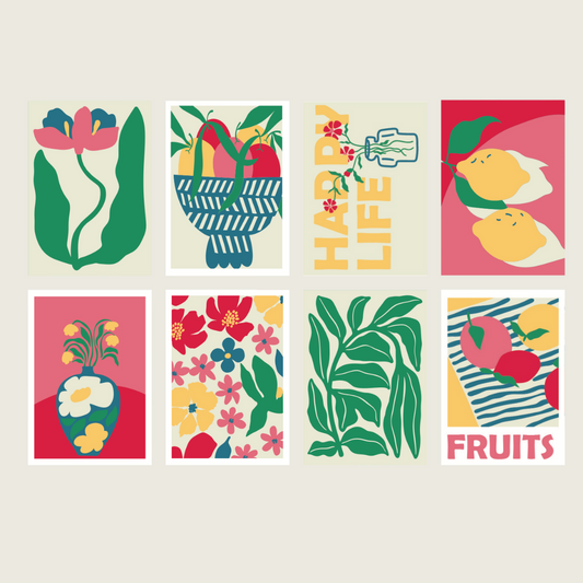 Cartes à peindre par numéros - Happy life | 8 cartes