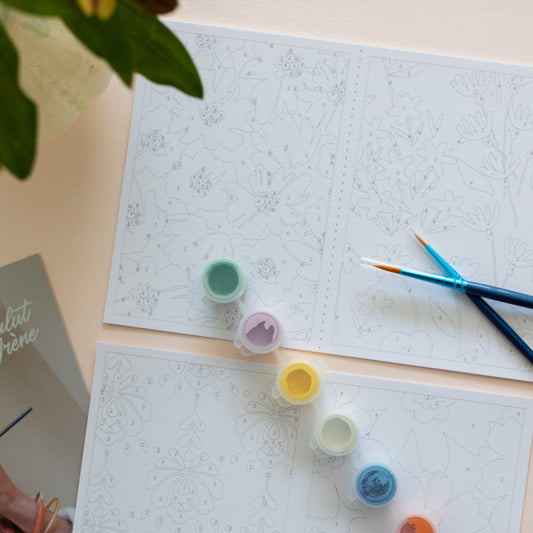 Cartes à peindre par numéros - Joyeux motifs | 8 cartes