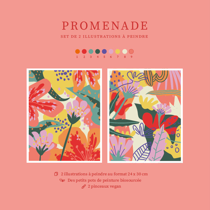 Kit peinture par numéros - Promenade rouge | Duo 24x30cm