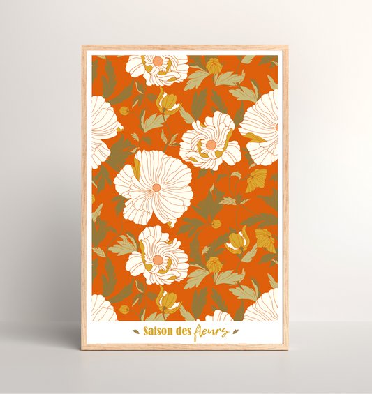 Kit peinture par numéros - Saison des fleurs | 40x60cm - Orange