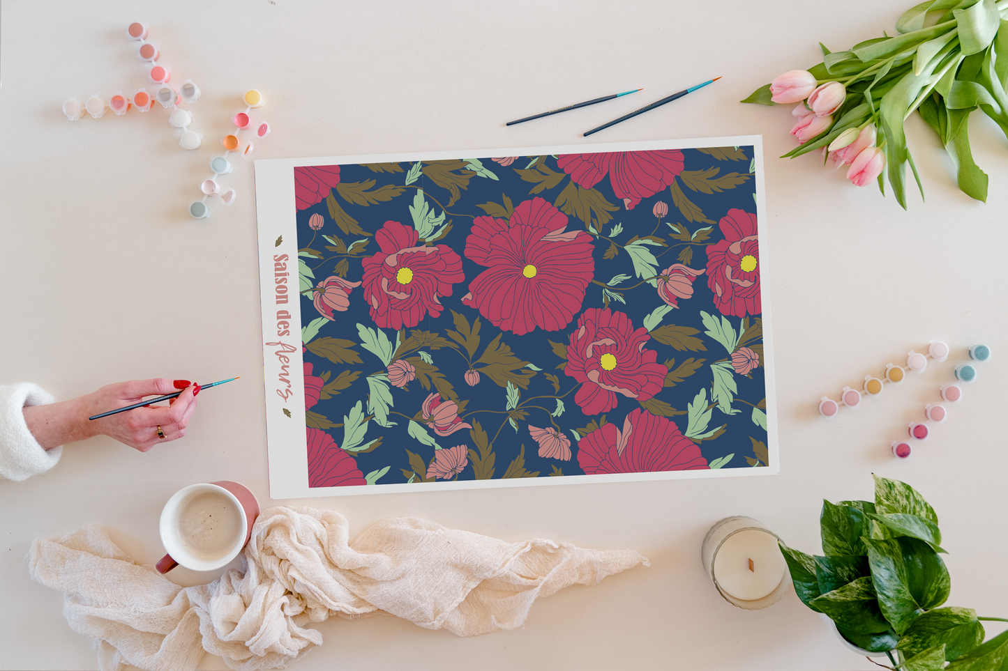 Kit peinture par numéros - Saison des fleurs | 40x60cm - Prune