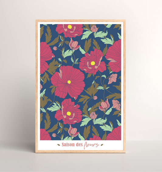 Kit peinture par numéros - Saison des fleurs | 40x60cm - Prune