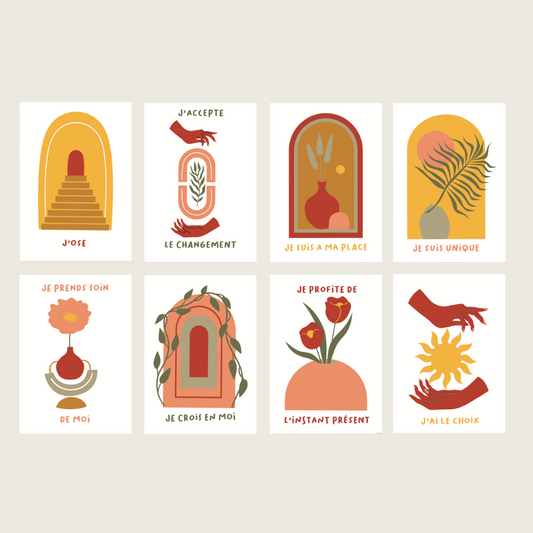 Cartes à peindre par numéros - Self love | 8 cartes