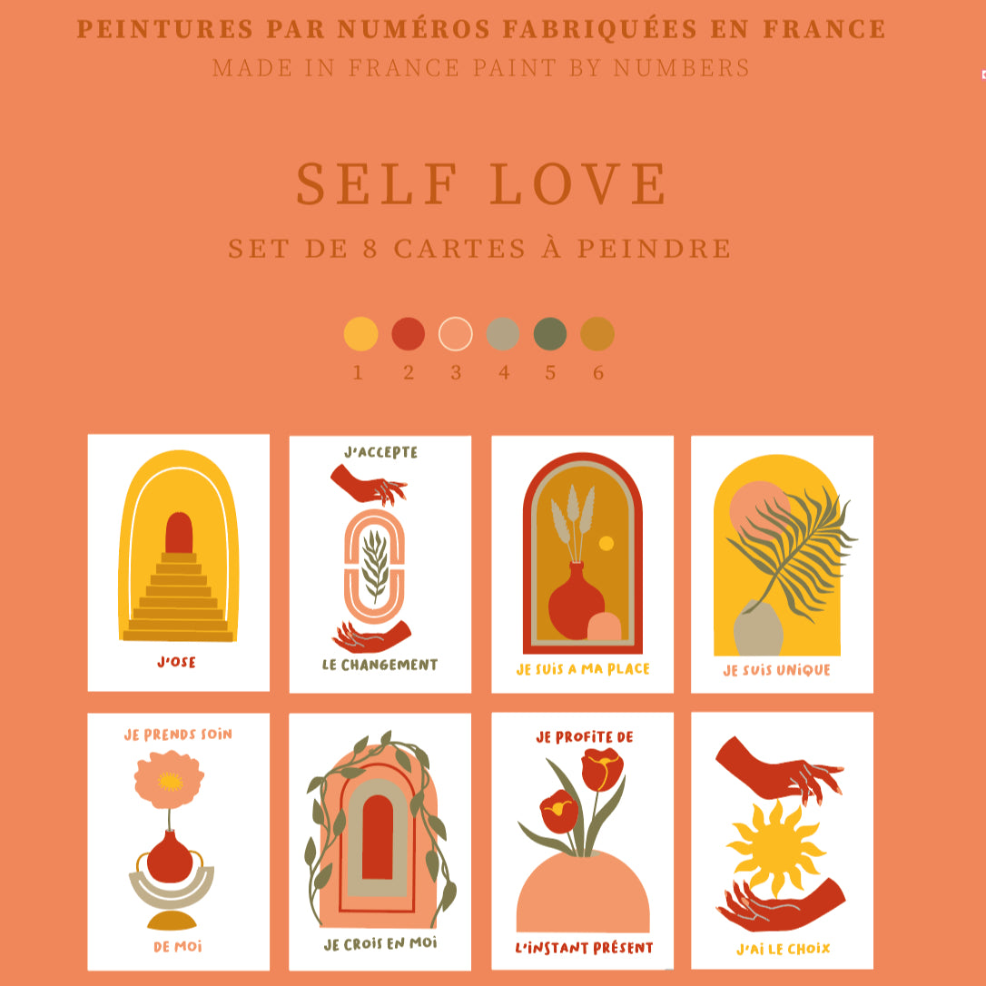 Cartes à peindre par numéros - Self love | 8 cartes