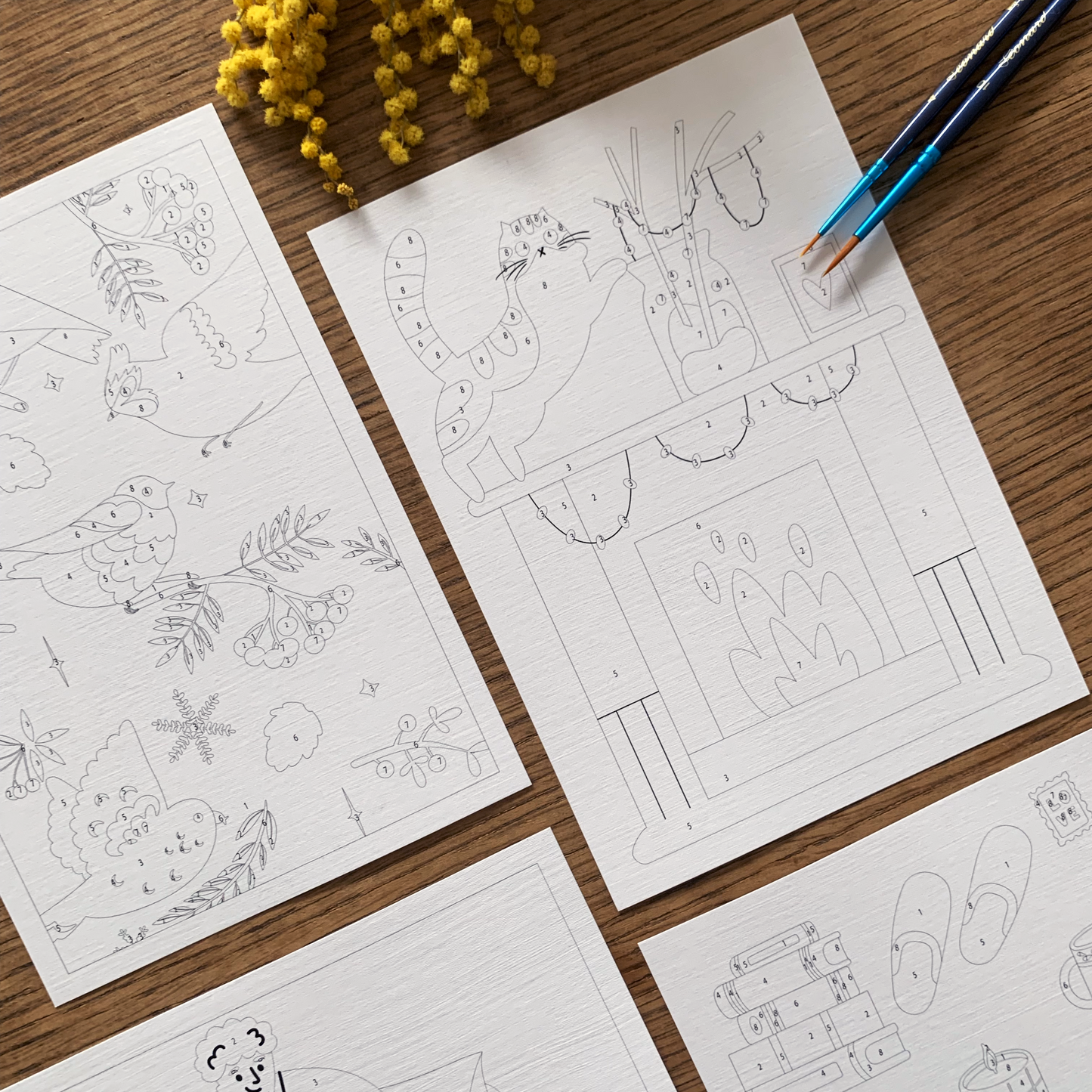 Cartes à peindre par numéros - Cosy| 4 cartes