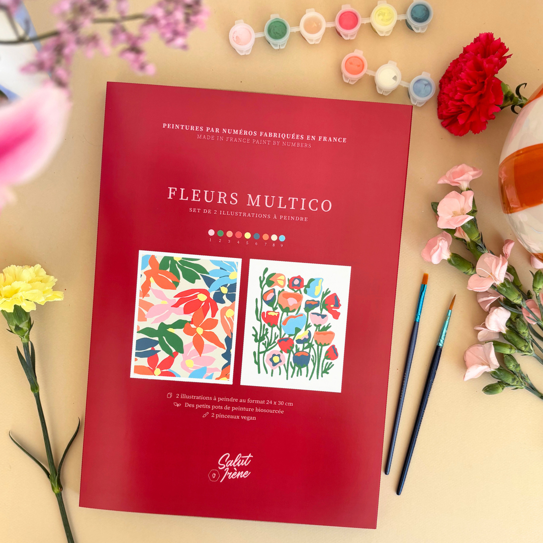 Kit peinture par numéros - Fleurs multico | Duo 24x30cm