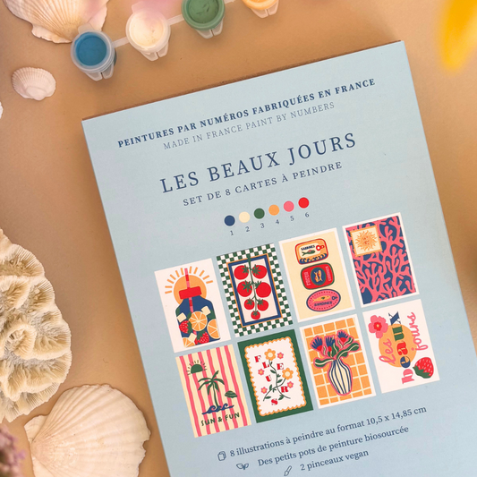 Cartes à peindre par numéros - Les beaux jours | 8 cartes