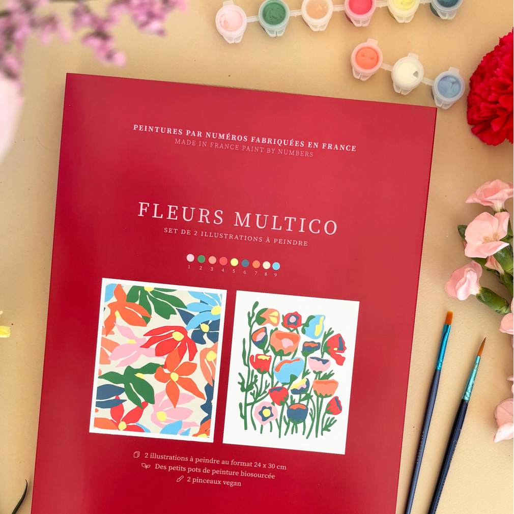 Kit peinture par numéros - Fleurs multico | Duo 24x30cm