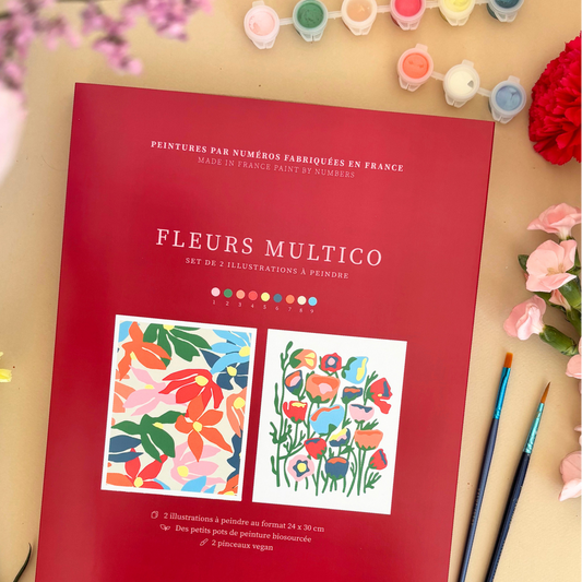 Kit peinture par numéros - Fleurs multico | Duo 24x30cm
