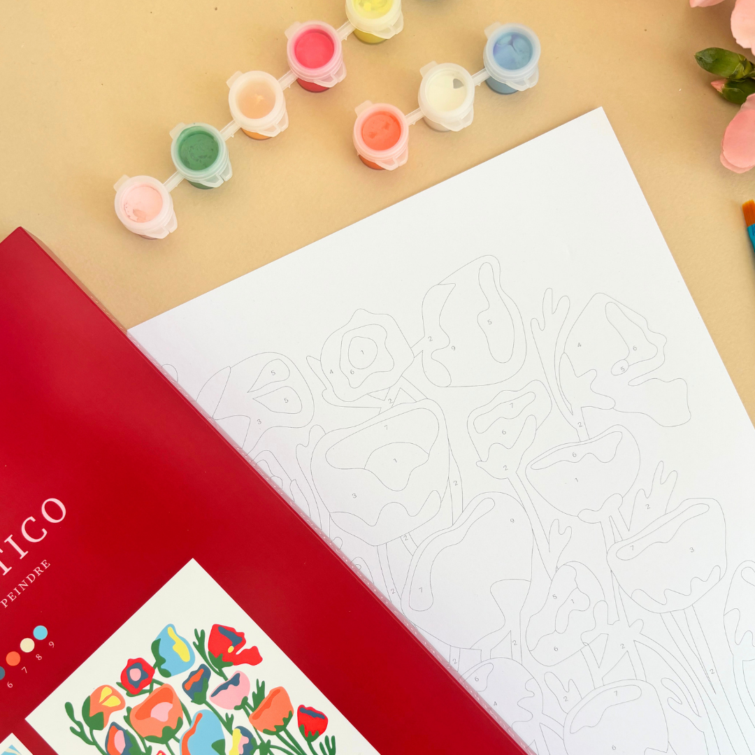 Kit peinture par numéros - Fleurs multico | Duo 24x30cm