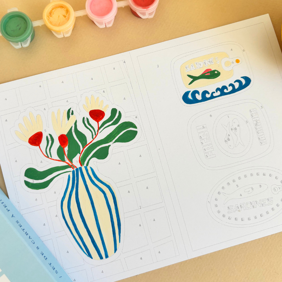 Cartes à peindre par numéros - Les beaux jours | 8 cartes