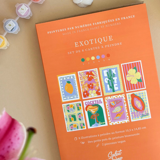 Cartes à peindre par numéros - Exotique | 8 cartes