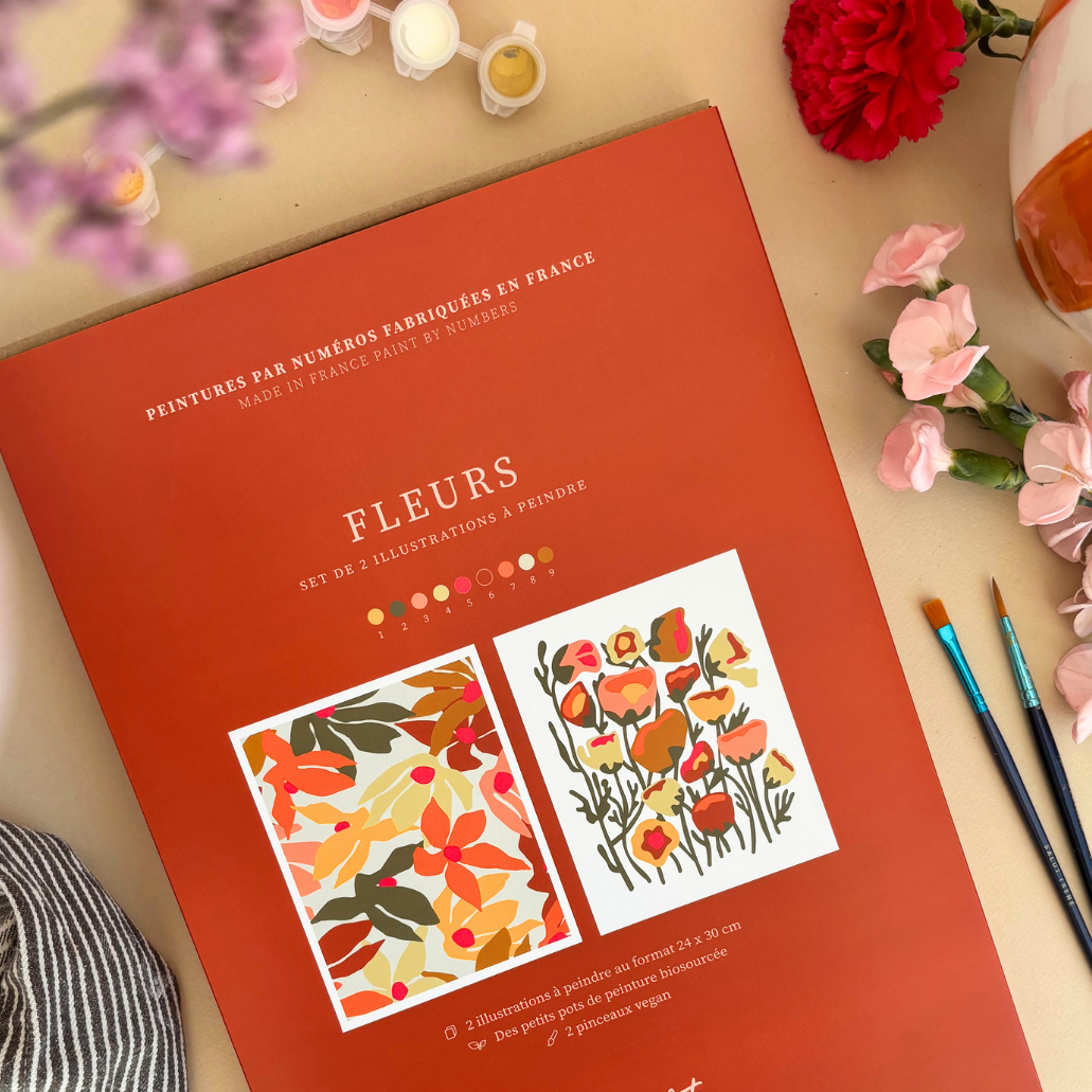 Kit peinture par numéros - Fleurs | Duo 24x30cm