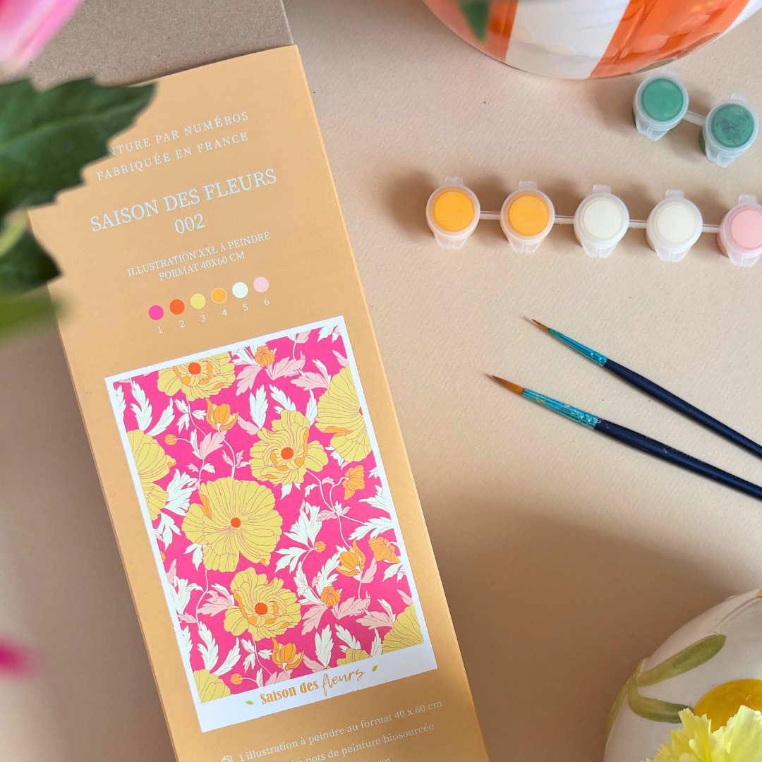 Kit peinture par numéros XXL - Saison des fleurs | 40x60cm - rose