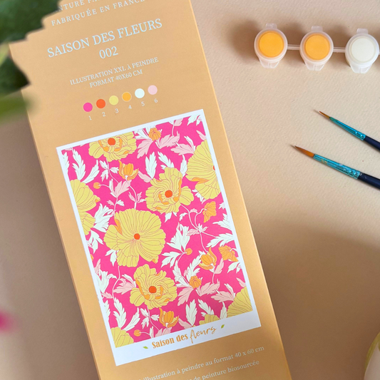Kit peinture par numéros XXL - Saison des fleurs | 40x60cm - rose