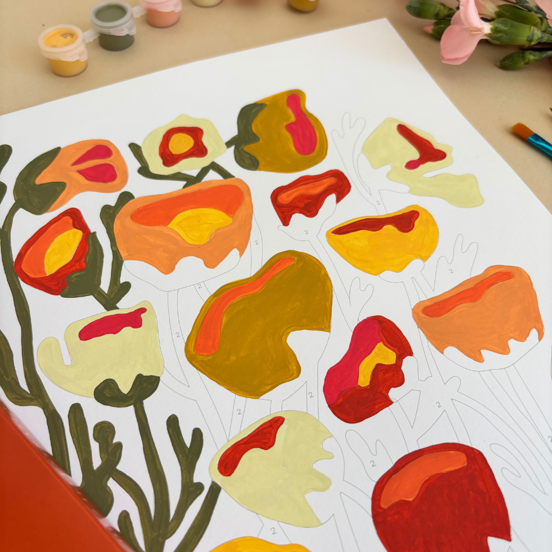 Kit peinture par numéros - Fleurs | Duo 24x30cm