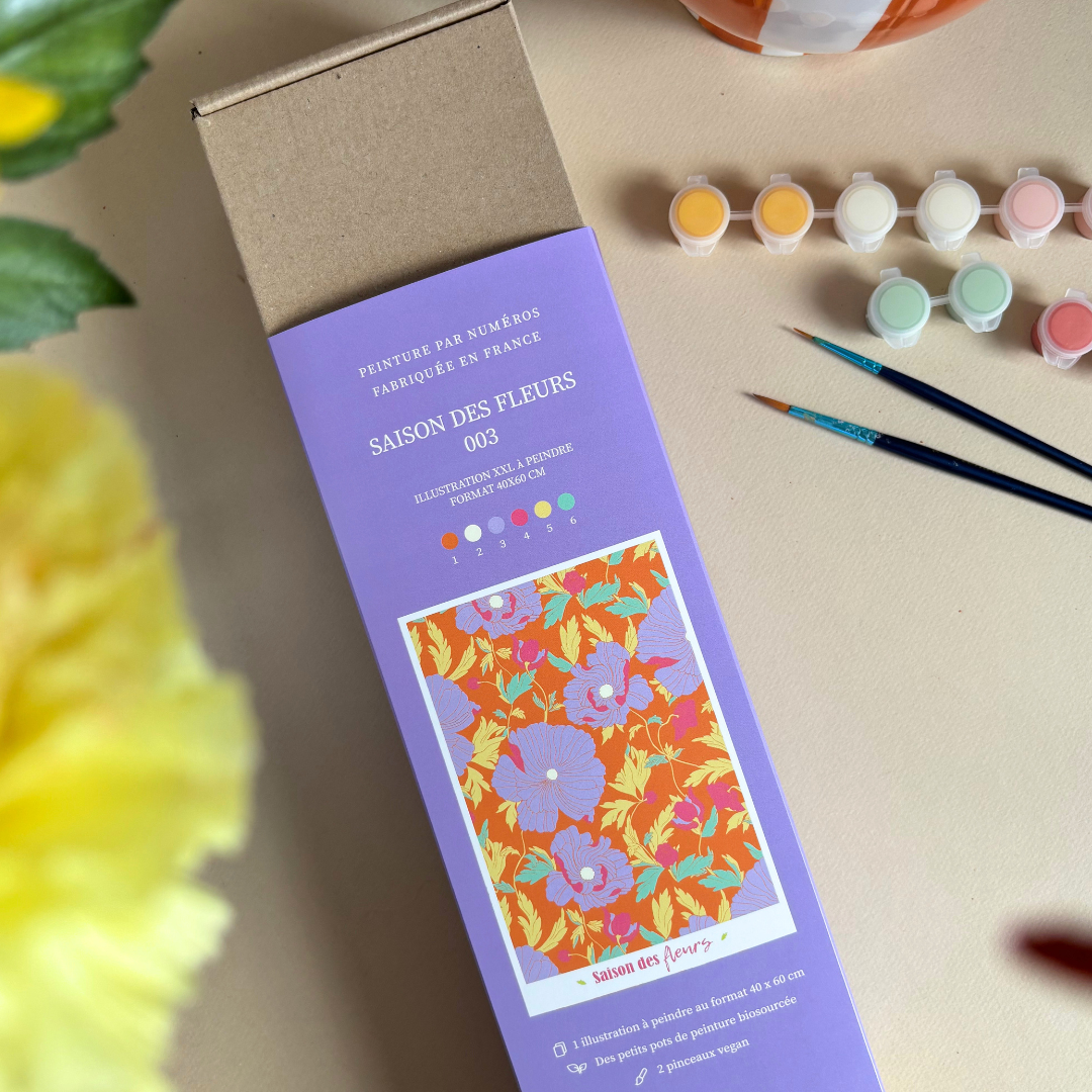 Kit peinture par numéros XXL - Saison des fleurs | 40x60cm - violet