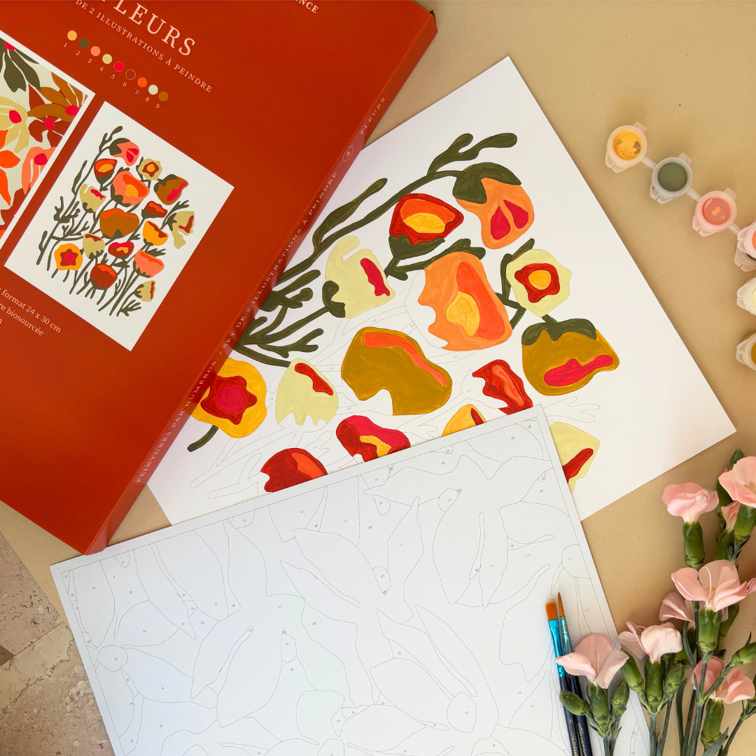 Kit peinture par numéros - Fleurs | Duo 24x30cm