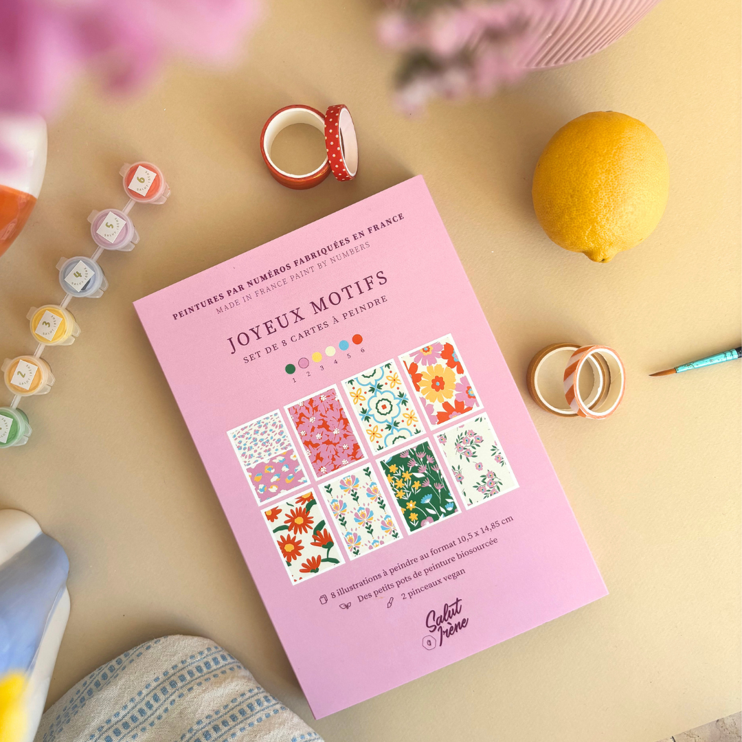 Cartes à peindre par numéros - Joyeux motifs | 8 cartes