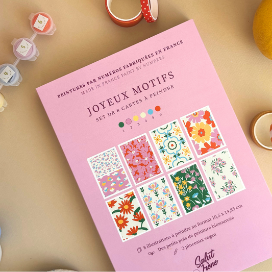 Cartes à peindre par numéros - Joyeux motifs | 8 cartes