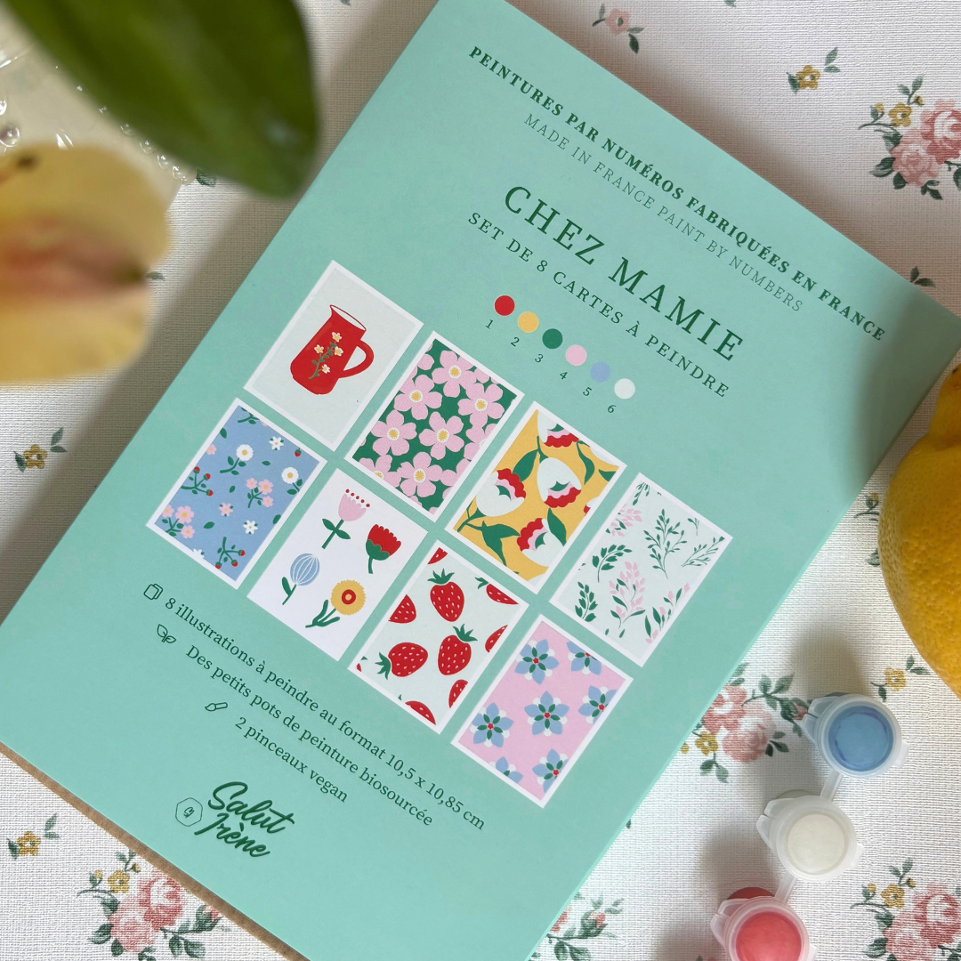 Cartes à peindre par numéros - Chez mamie | 8 cartes