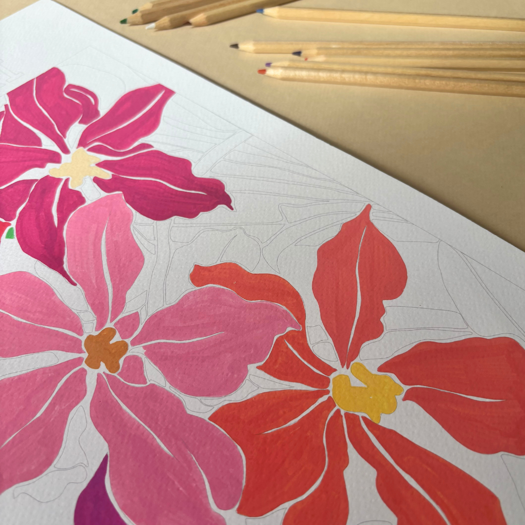 Grande affiche à colorier - Jardin fleuri | 30x40cm