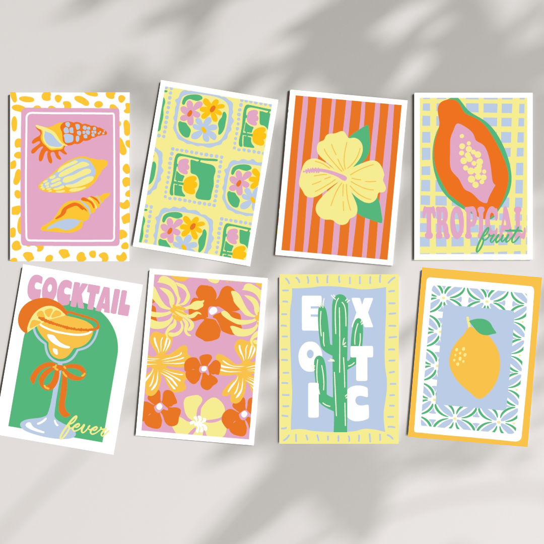 Cartes à peindre par numéros - Exotique | 8 cartes
