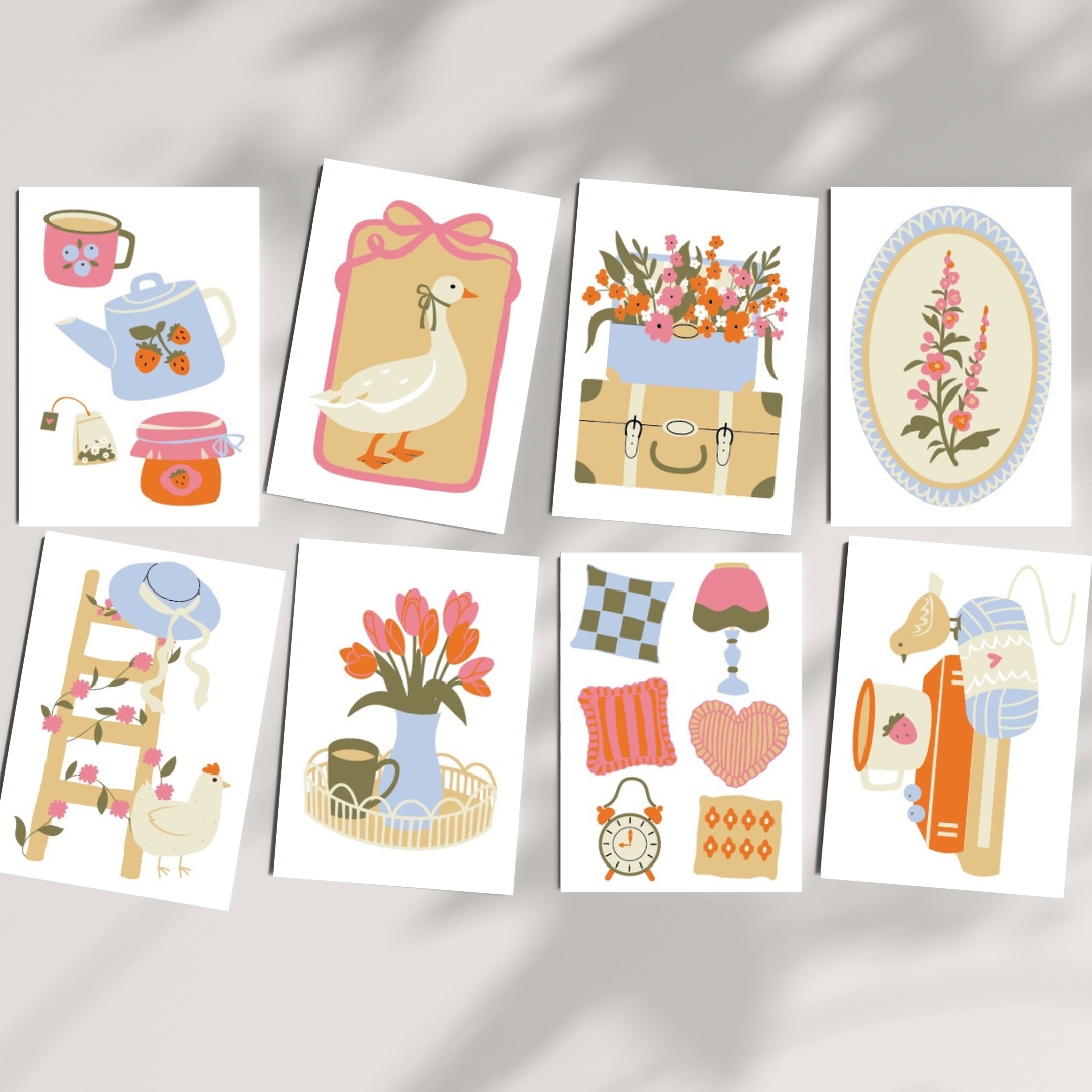 Cartes à peindre par numéros - Le cottage | 8 cartes