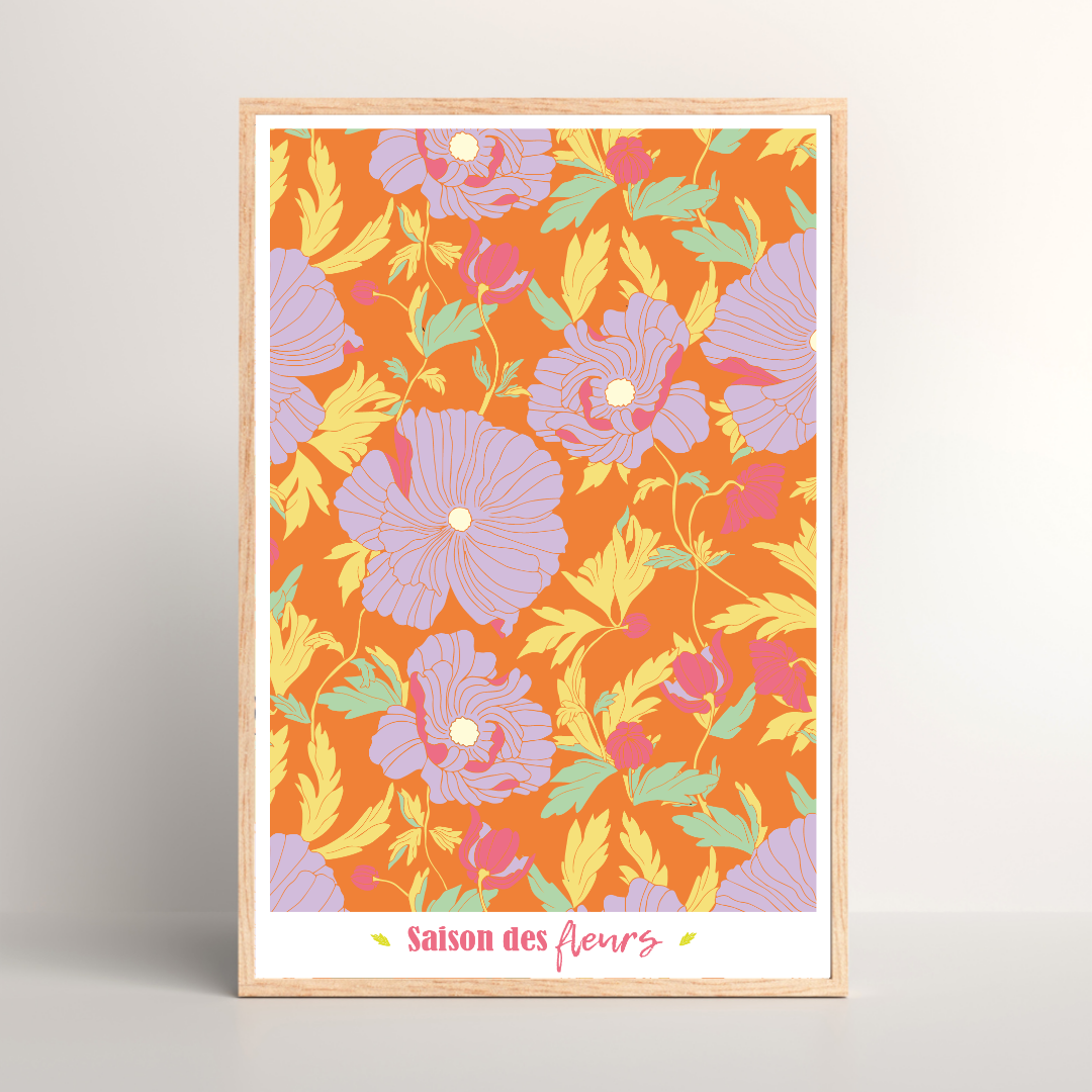 Kit peinture par numéros - Saison des fleurs | 40x60cm - violet