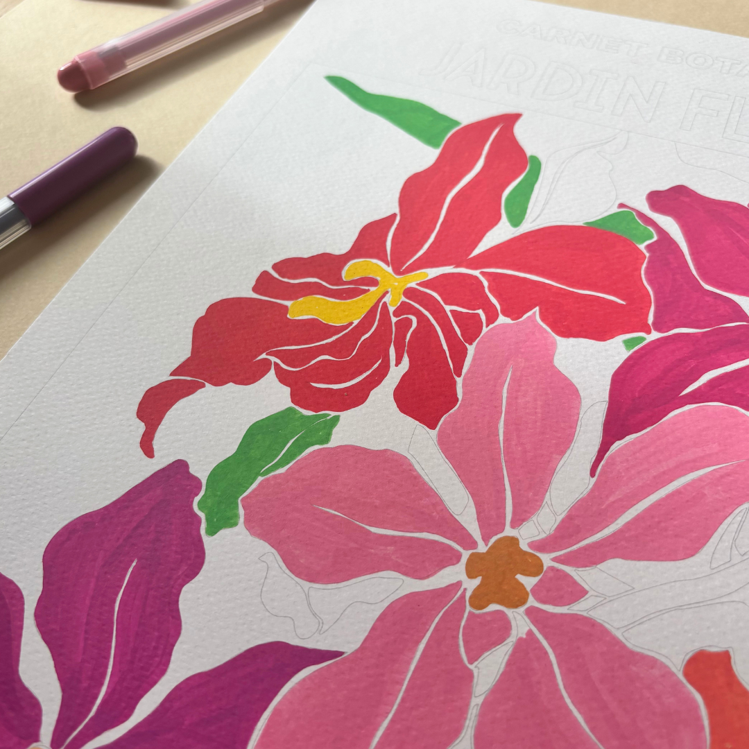 Grande affiche à colorier - Jardin fleuri | 30x40cm
