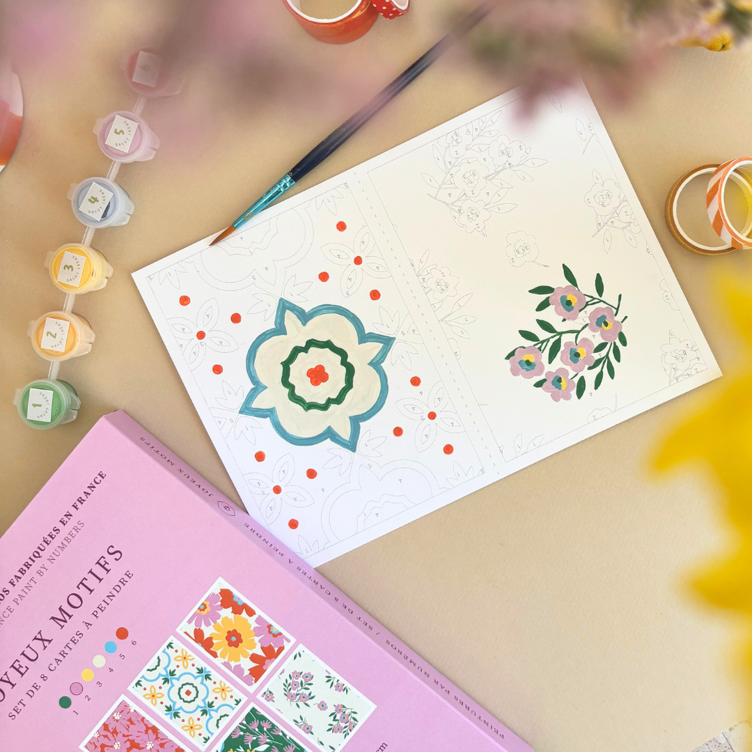 Cartes à peindre par numéros - Joyeux motifs | 8 cartes