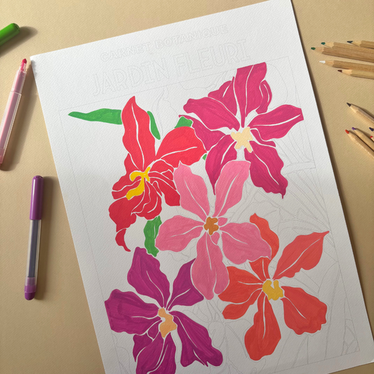 Grande affiche à colorier - Jardin fleuri | 30x40cm