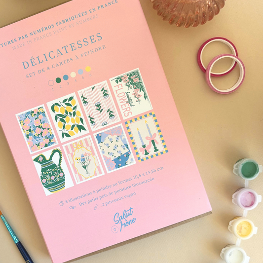 Cartes à peindre par numéros - Délicatesses | 8 cartes