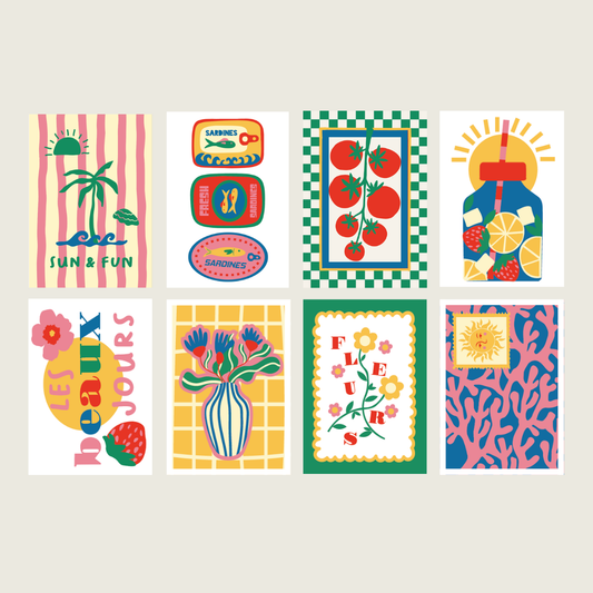 Cartes à peindre par numéros - Les beaux jours | 8 cartes