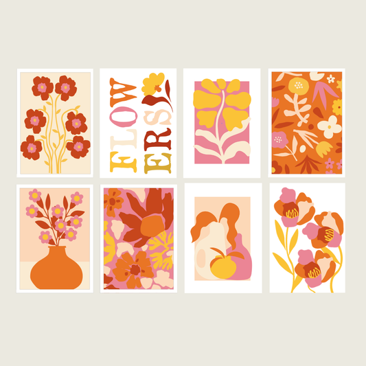 Cartes à peindre par numéros - Palette florale | 8 cartes