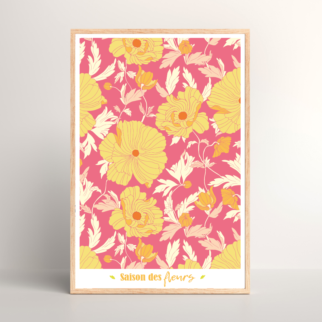 Kit peinture par numéros - Saison des fleurs | 40x60cm - rose